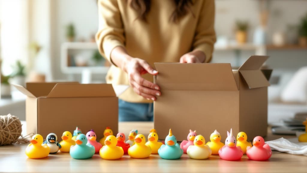 Bulk rubber duck packs ready for events